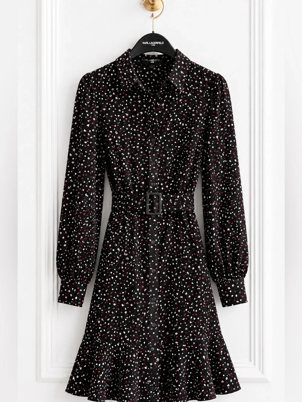 Karl Lagerfeld Paris long-sleeve printed black red heart Shirt Dress 2